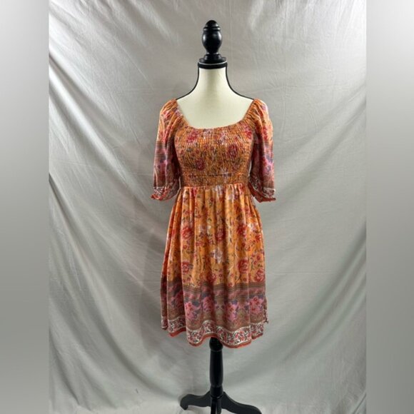 Boho Floral Print Ruffle Sleeve Dress - Picture 7 of 9